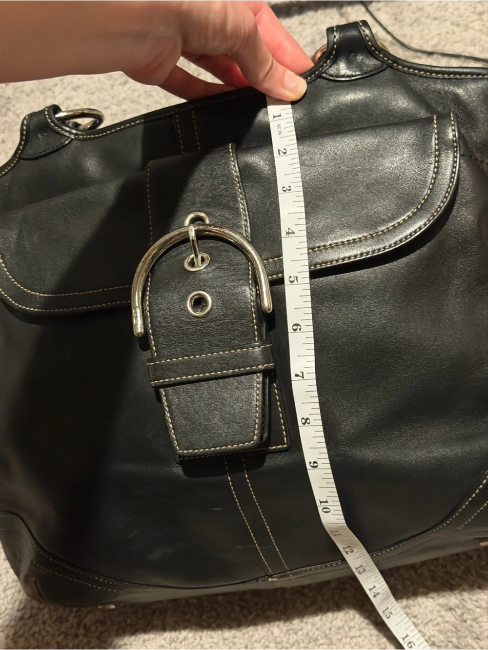 Coach SoHo Black Leather XL Shoulder Bag VINTAGE